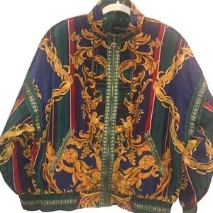Vintage Margos Jacket Windbreaker Chain Link Ángel Cherub Woman’s Large